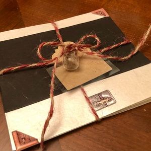 Victorian style Antique stationary 4 piece with red clover vial